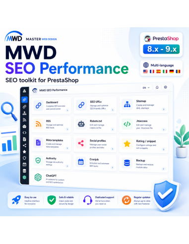 MWD SEO Performance - PrestaShop cu Sitemap, Robots.txt, Meta Templates si URL-uri
