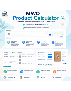 MWD Product Calculator for PrestaShop - live price, area and quantity calculator on the product page