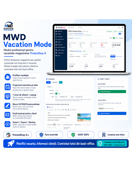 MWD Vacation Mode - Professional vacation management module for PrestaShop