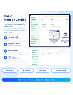 MWD Manage Catalog - Modul profesional pentru auditul si verificarea catalogului in PrestaShop