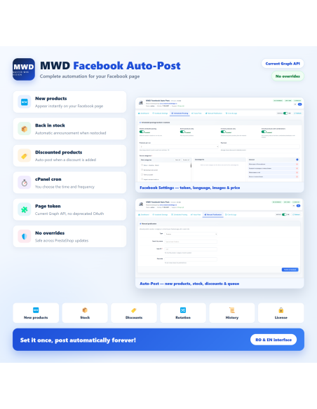 MWD Facebook Auto-Post - Postare automata produse pe Facebook PrestaShop