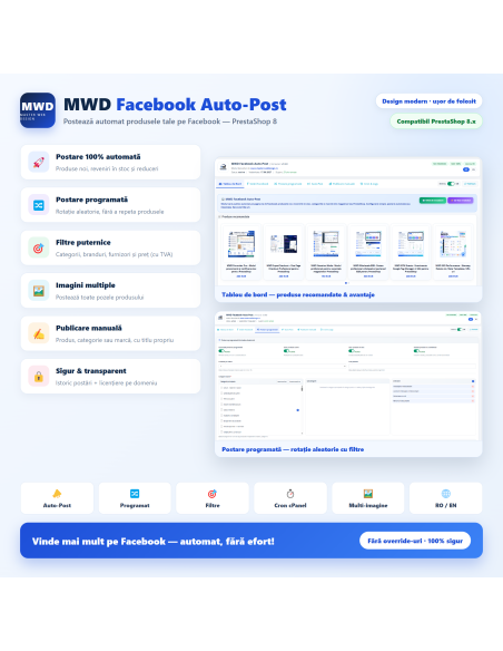 MWD Facebook Auto-Post - Automatic product posting to Facebook PrestaShop