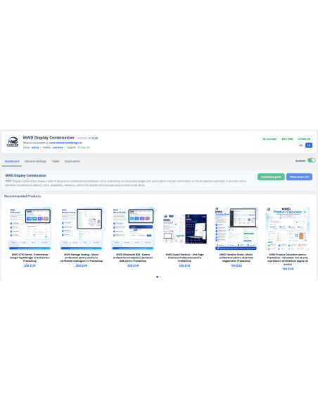 MWD Display Combination – PrestaShop Combinations Table & Responsive Design