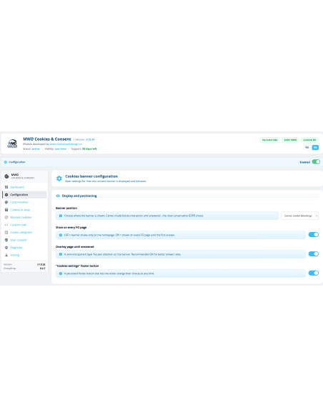 MWD Cookies & Consent - Banner GDPR + Google Consent Mode v2 pentru PrestaShop MWD Cookies & Consent - Banner GDPR + Google Consent Mode v2 pentru PrestaShop