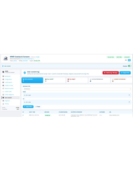 MWD Cookies & Consent - GDPR Cookie Banner + Google Consent Mode v2 for PrestaShop MWD Cookies & Consent - GDPR Cookie Banner + Google Consent Mode v2 for PrestaShop