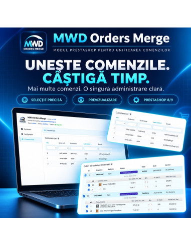 MWD Orders Merge PrestaShop - Comasare inteligenta a comenzilor clientilor intr-o singura comanda