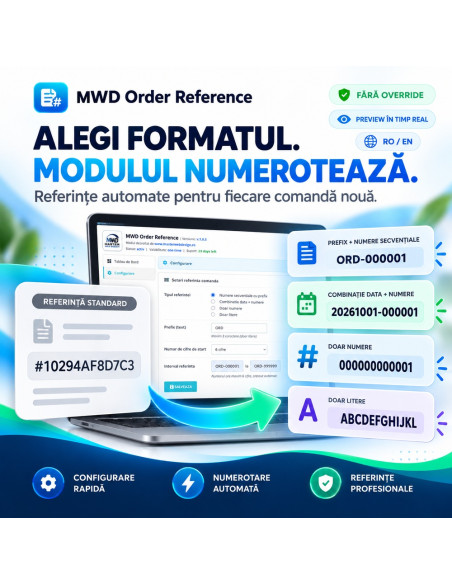 MWD Order Reference PrestaShop - Referințe de comandă personalizate, clare și profesionale